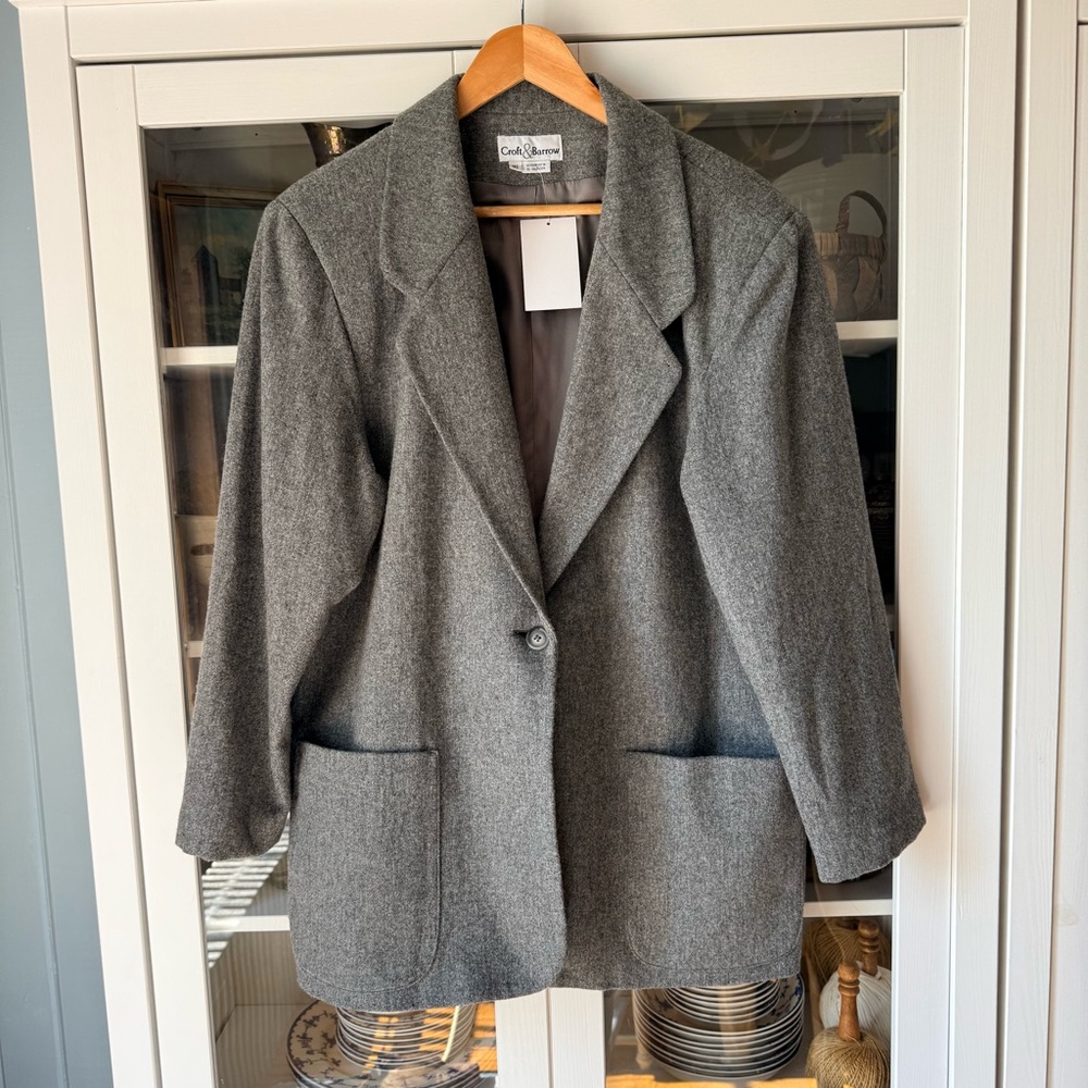 Vintage Croft & Barrow Women's Gray Wool Blend Single-Button Blazer